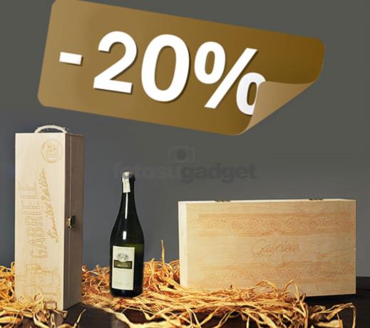 Champagne personalizzato con cassetta in legno idea regalo